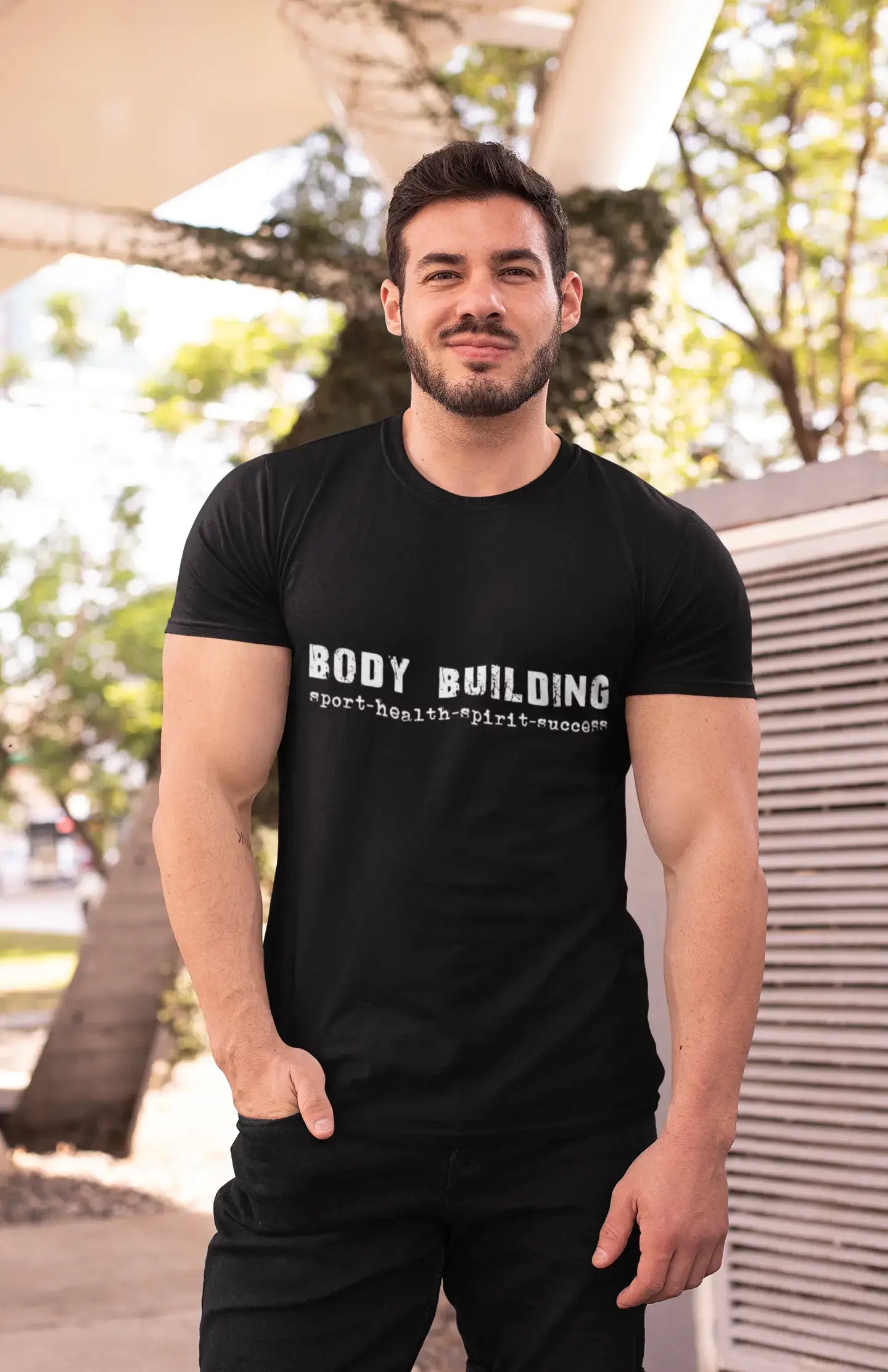 body building sport-health-spirit-success Men's Short Sleeve Round