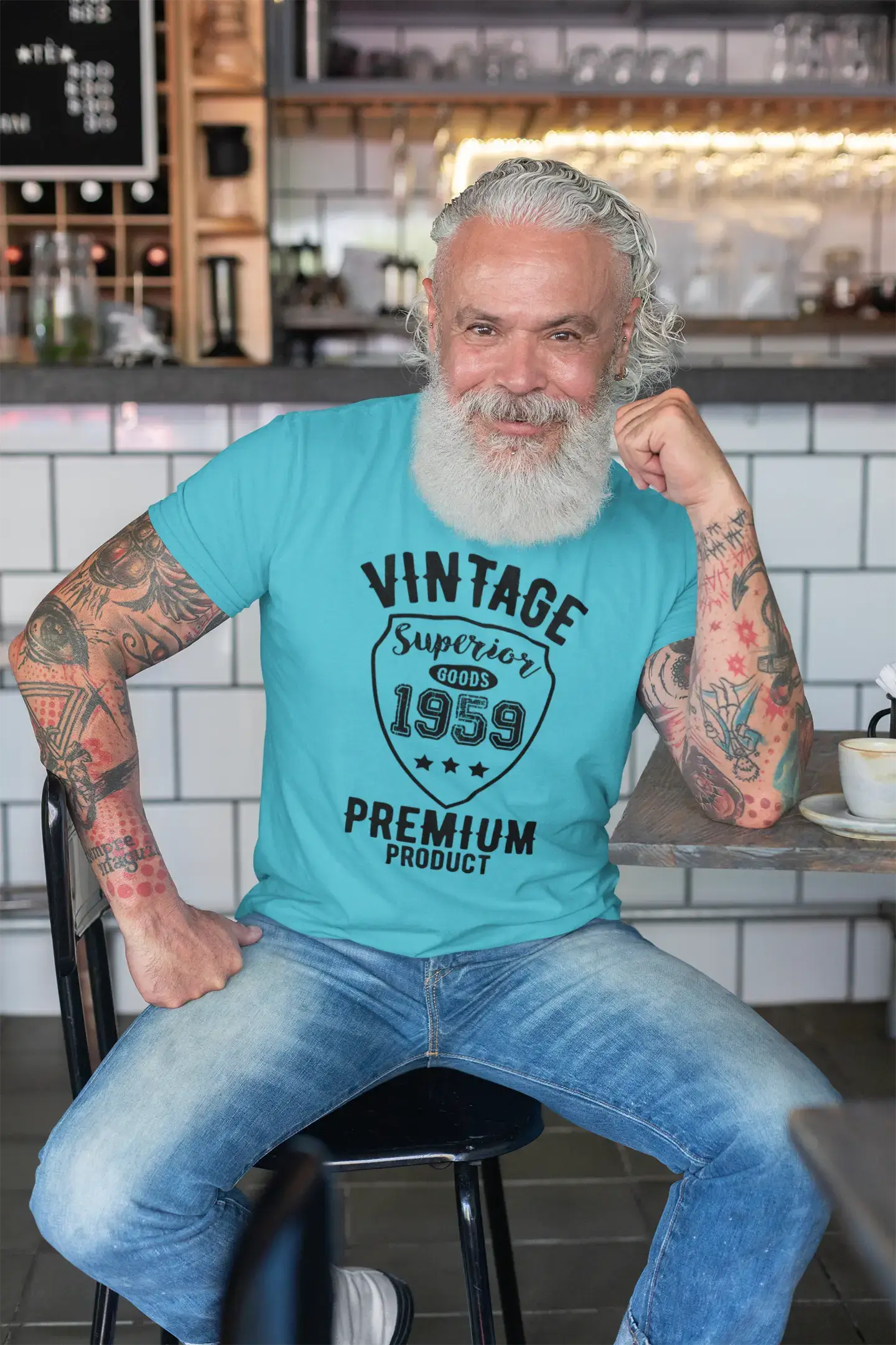 1959 Vintage Superior, Blue, Men's Short Sleeve Round Neck T-shirt 00097