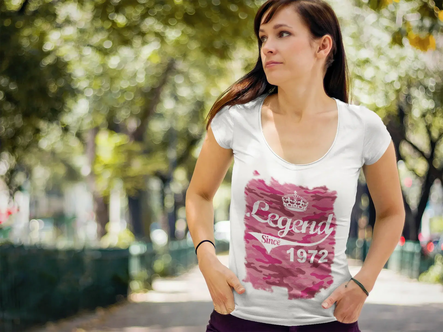 1972, Printed birthday, white, Women's Short Sleeve Round Neck T-shirt 00284