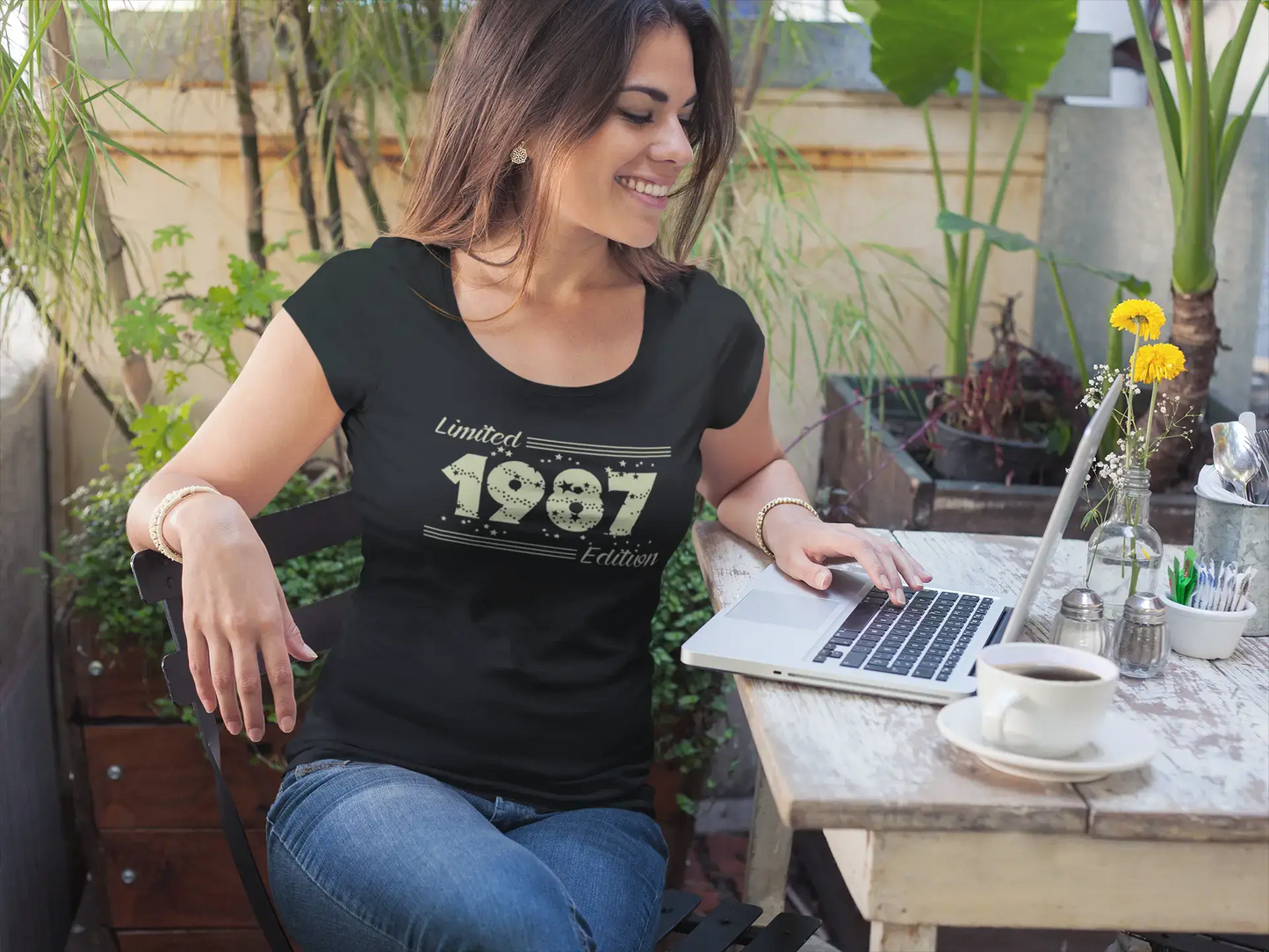 1987 Limited Edition Star, Women's T-shirt, Black, Birthday Gift 00383