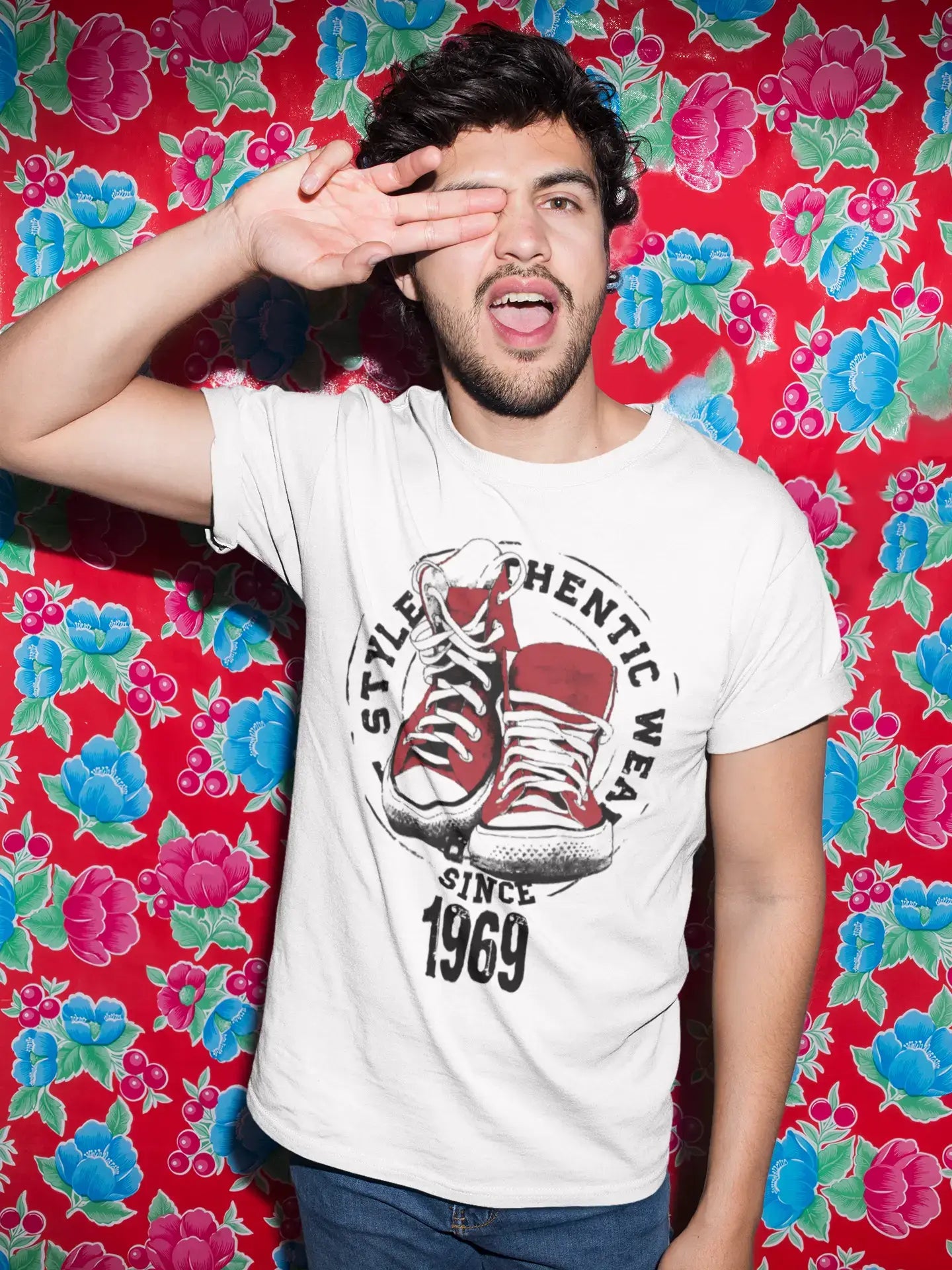 Men's Vintage Tee Shirt Graphic T shirt Authentic Style Since 1969 White