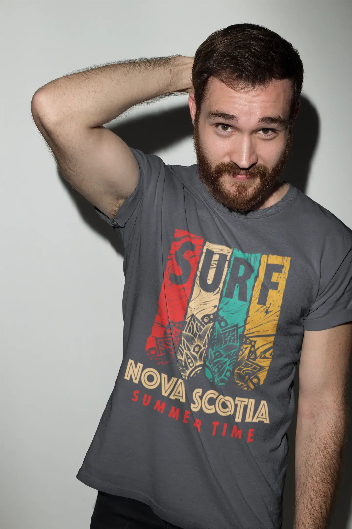 <span>Grafisches</span> T-Shirt <span>für Herren</span> Surf Summer Time NOVA SCOTIA <span>Mausgrau</span>