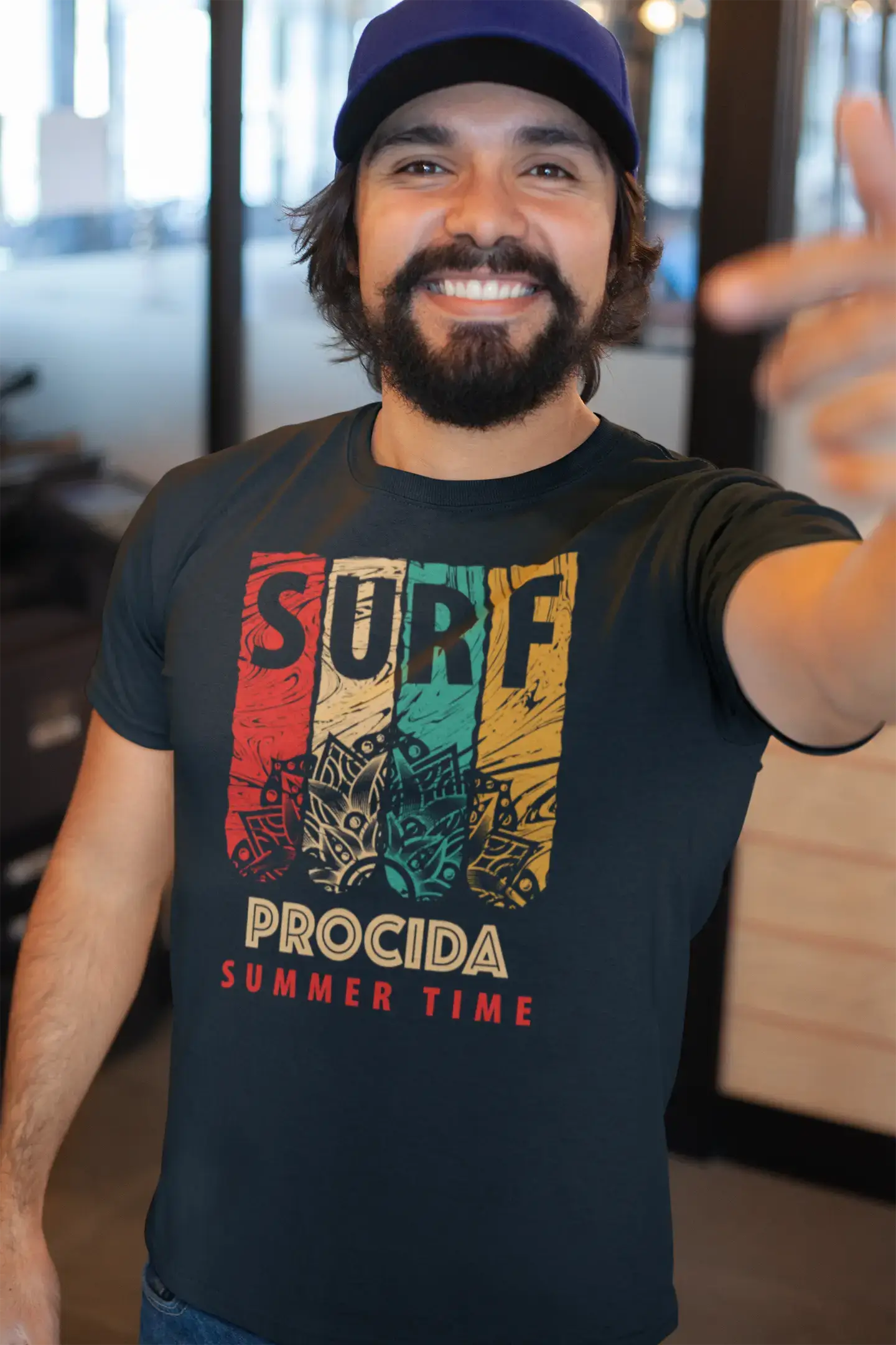 <span>Grafisches</span> T-Shirt <span>für Herren</span> Surf Summer Time PROCIDA <span>Deep Black</span>
