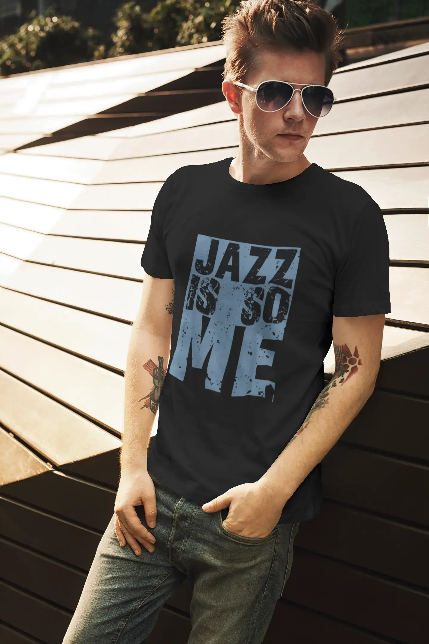 <span>Grafisches</span> T-Shirt <span>für Herren</span> JAZZ Is So Me <span>Navy</span>