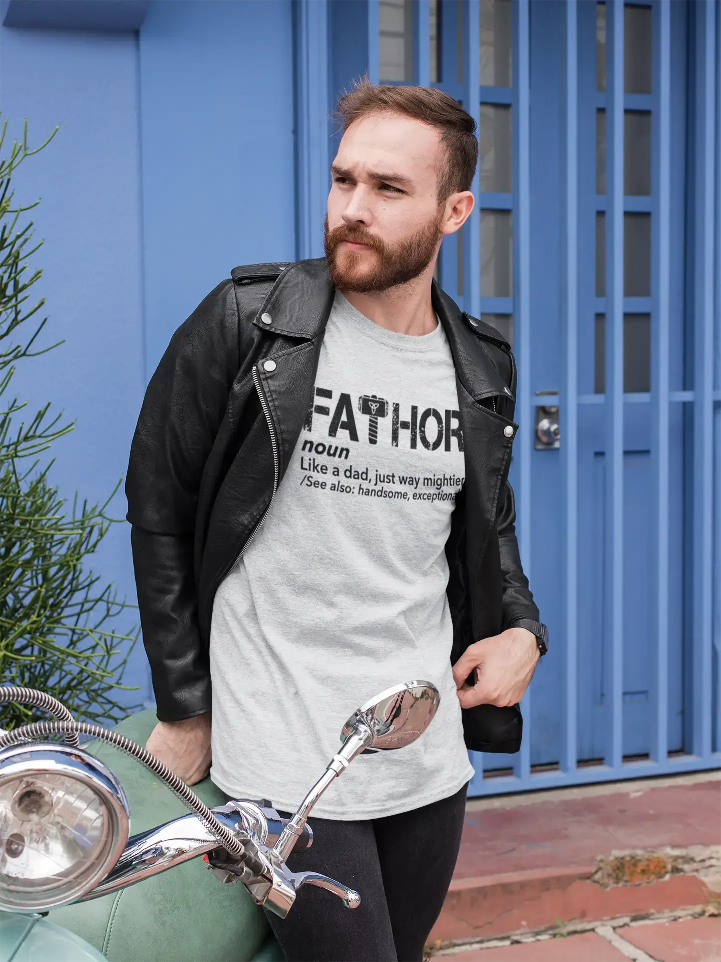 ULTRABASIC - Graphic Men's Fa-Thor Like Dad Just Way Mightier Shirt Printed Letters Vintage White