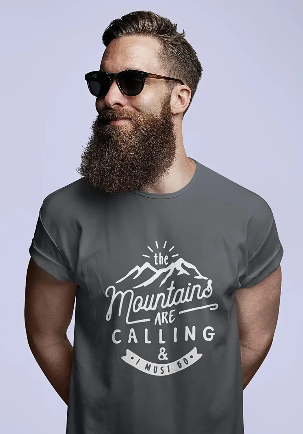 ULTRABASIC - Graphic Printed Men's The Mountains Are Calling And I Must Go Hiking Tee Burgundy