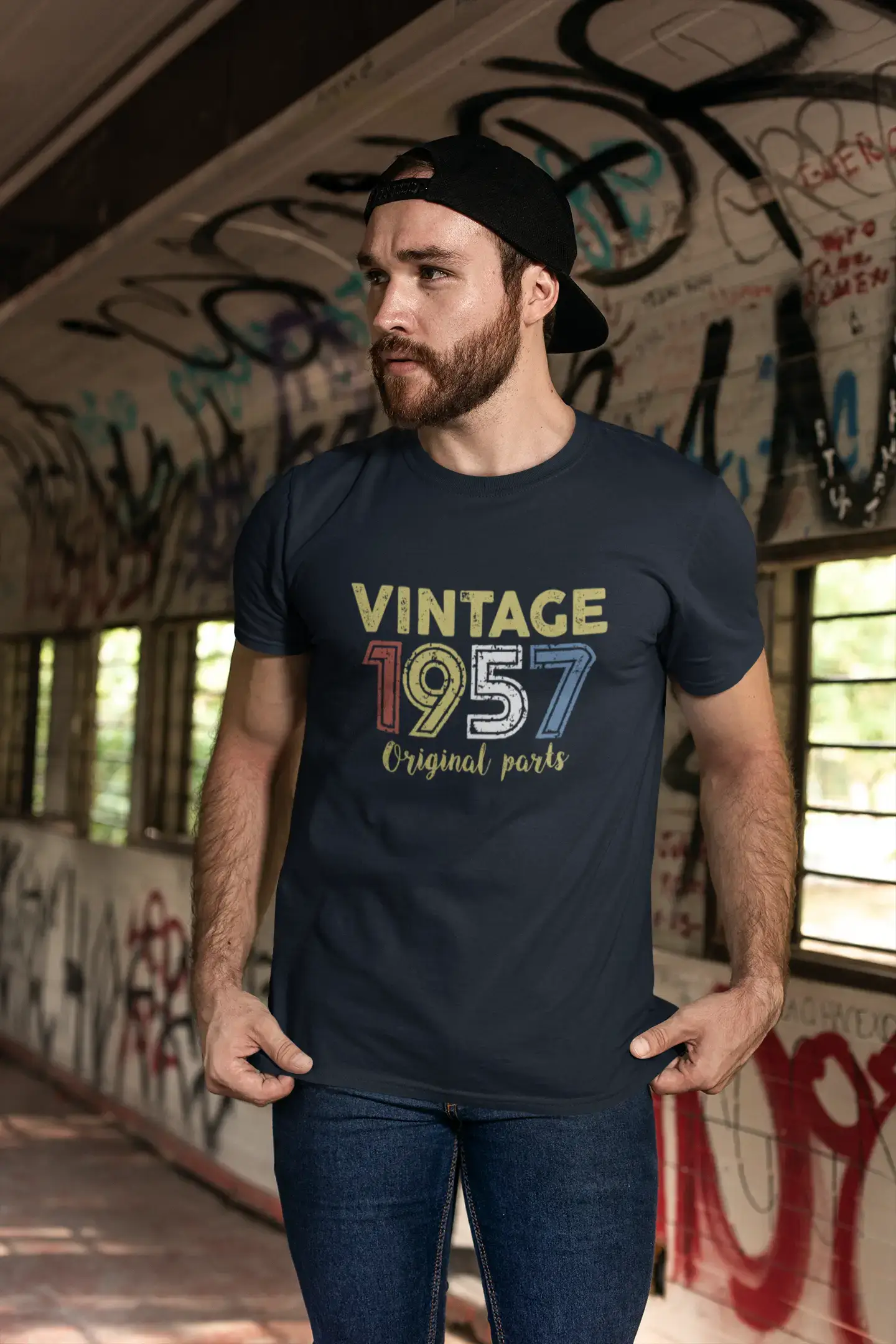 ULTRABASIC - Graphic Printed Men's Vintage 1957 T-Shirt Mouse Grey