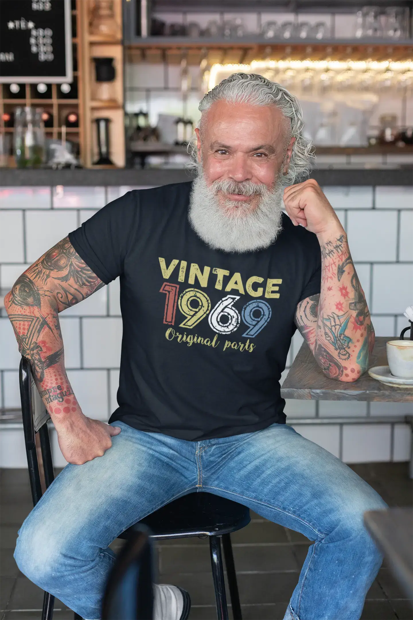 ULTRABASIC - Graphic Printed Men's Vintage 1969 T-Shirt Deep Black