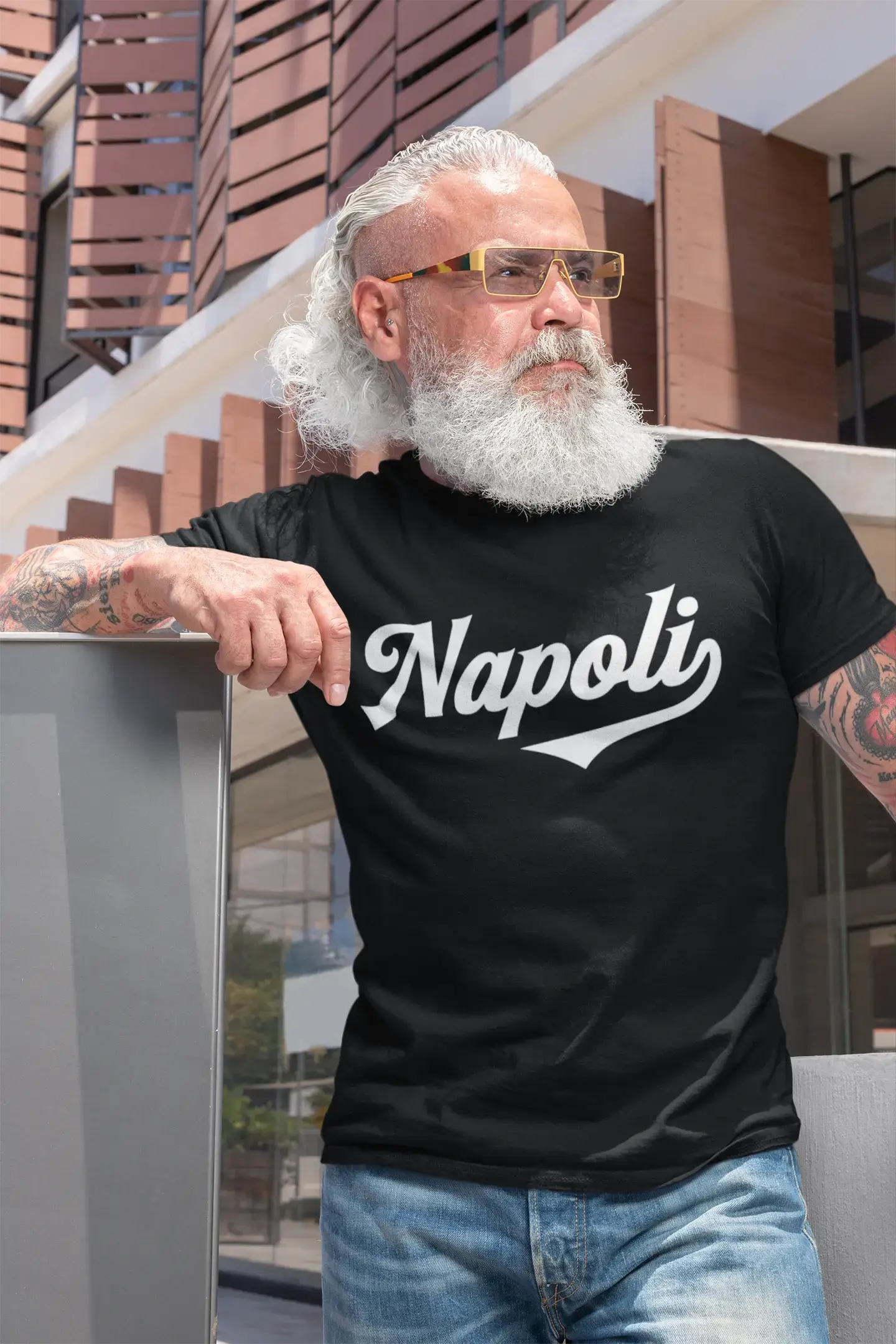 ULTRABASIC - Napoli-T-Shirt <span>für Herren</span> <span>mit</span> <span>Grafikdruck</span> <span>, Mausgrau</span>