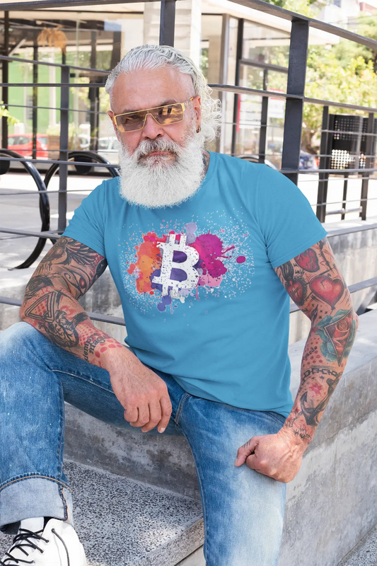 Men’s Graphic T-Shirt Bitcoin Art BTC HODL Crypto Traders Aqua Gift Idea