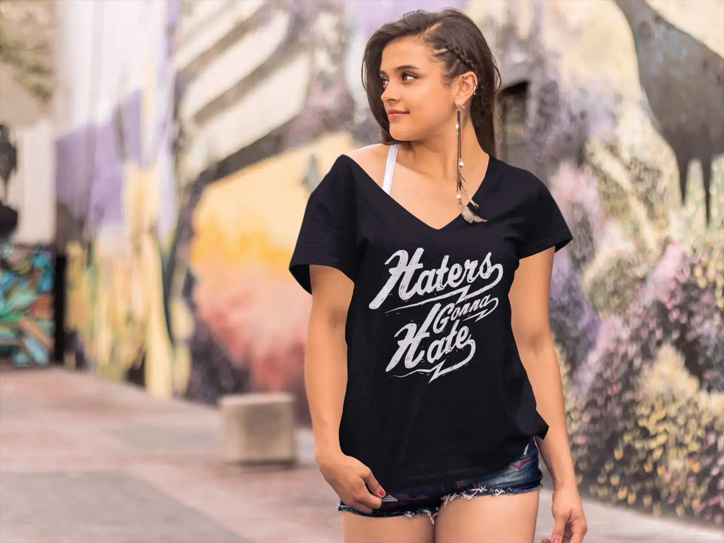 ULTRABASIC T-Shirt Femme Haters Gonna Hate - T-Shirt Graphique Slogan Sarcastique