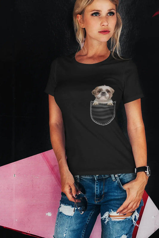 ULTRABASIC Graphic Women's T-Shirt Shih Tzu - Cute Dog In Your Pocket - Vintage