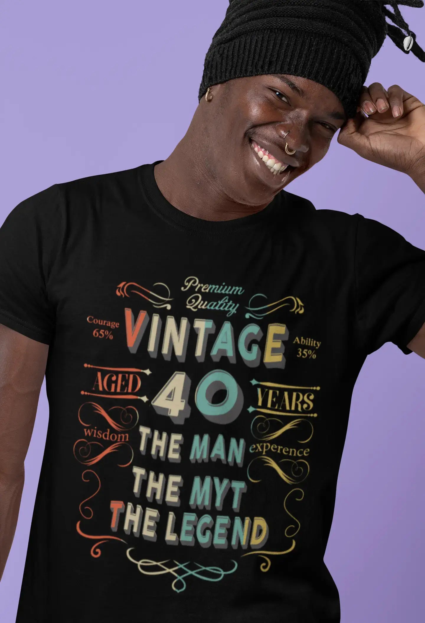 ULTRABASIC Men's T-Shirt Vintage Aged 40 Years Gift for 40th