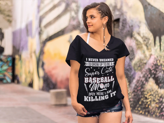 ULTRABASIC Women's V-Neck T-Shirt Baseball Mom I Am Killing It - Funny Mom's Tee Shirt