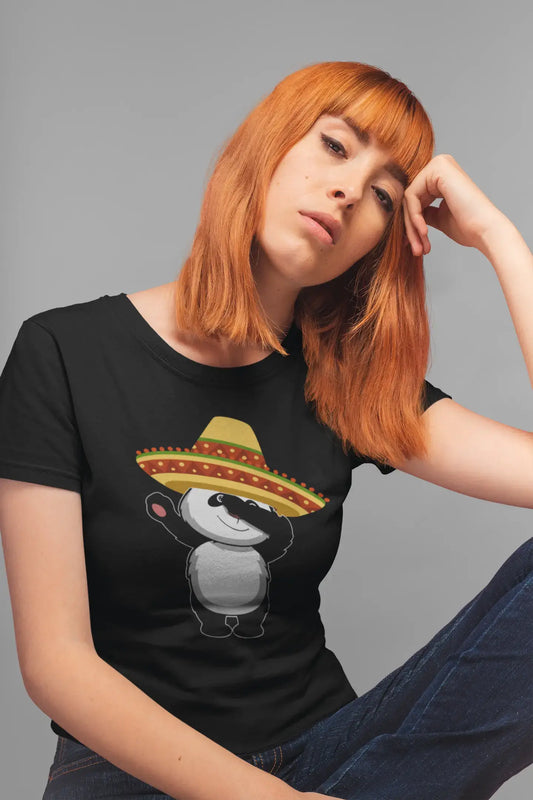 ULTRABASIC Women's Organic T-Shirt Dabbing Panda Cinco de Mayo - Mexican Sombrero Tee Shirt