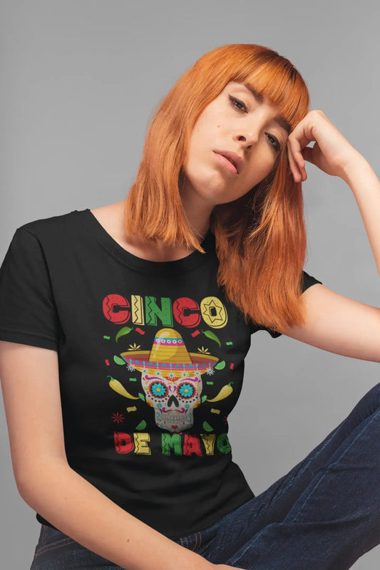 ULTRABASIC Women's Organic T-Shirt Cinco de Mayo 2020 - Skull with Sombrero Party Tee Shirt