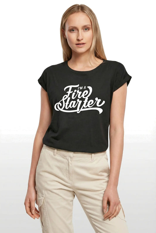 Women's Graphic T-Shirt I'm A Fire Starter Ladies Limited Edition Short Sleeve Tee-Shirt Vintage Birthday Gift Novelty