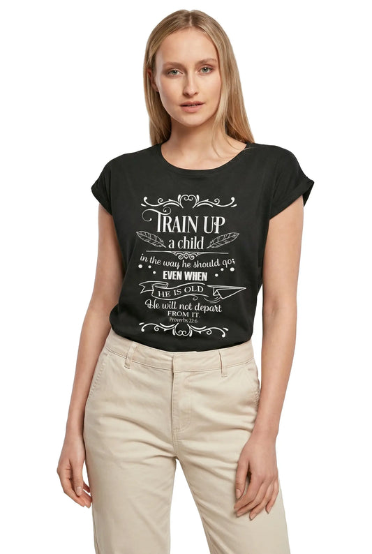 Women's Graphic T-Shirt Train Up A Child Ladies Limited Edition Short Sleeve Tee-Shirt Vintage Birthday Gift Novelty