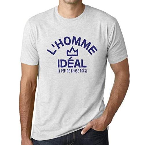 Homme T-Shirt Graphique Imprimé Vintage Tee l'homme IDÉal Blanc Chiné