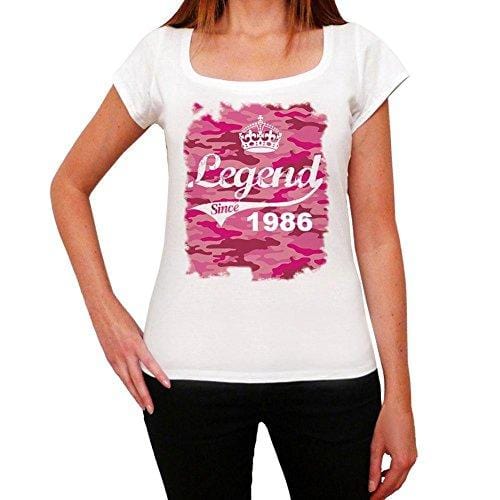 1986, Printed birthday, white, Women's Short Sleeve Round Neck T-shirt 00284