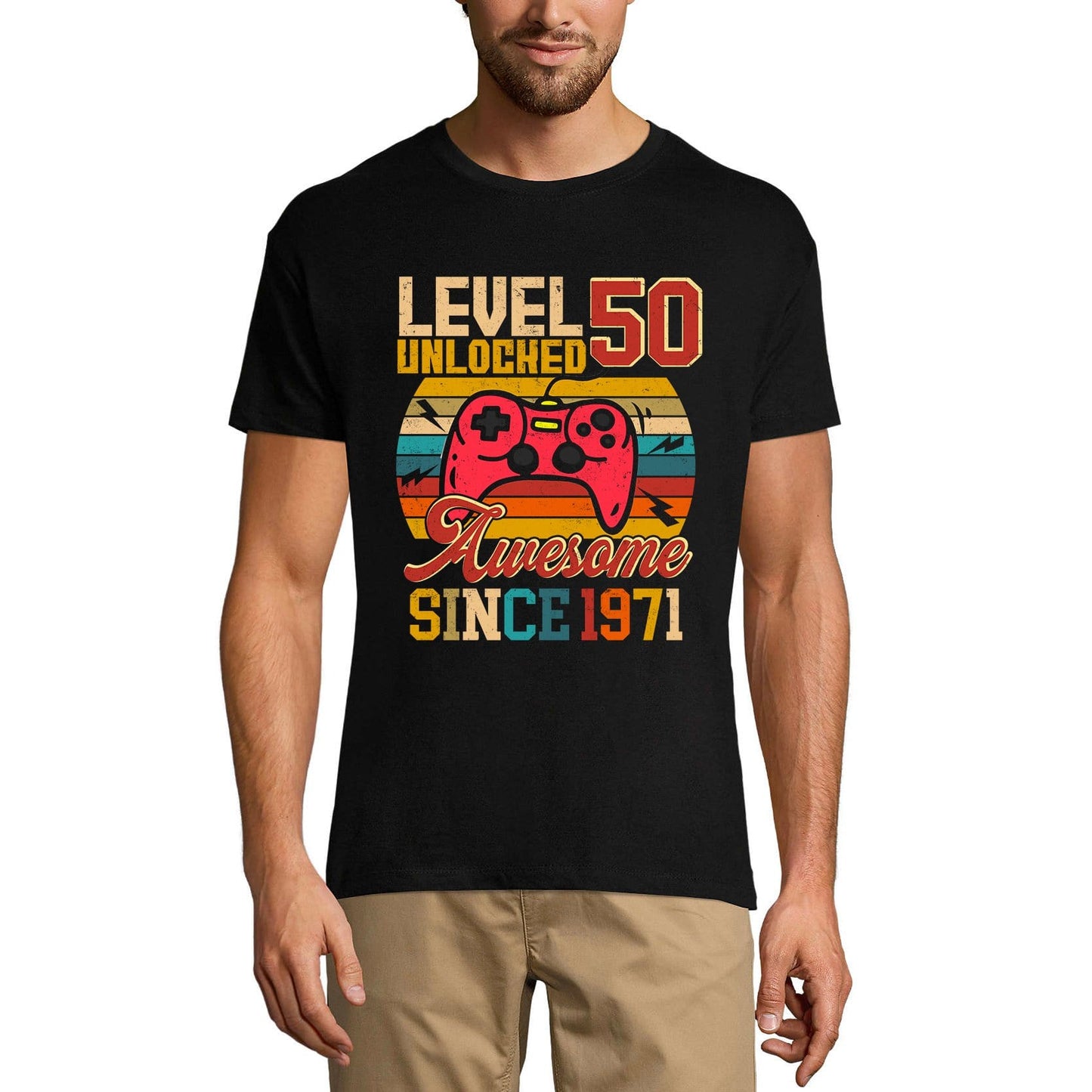 T-shirt de jeu ULTRABASIC pour hommes, niveau 50 débloqué, cadeau de joueur pour 50e anniversaire