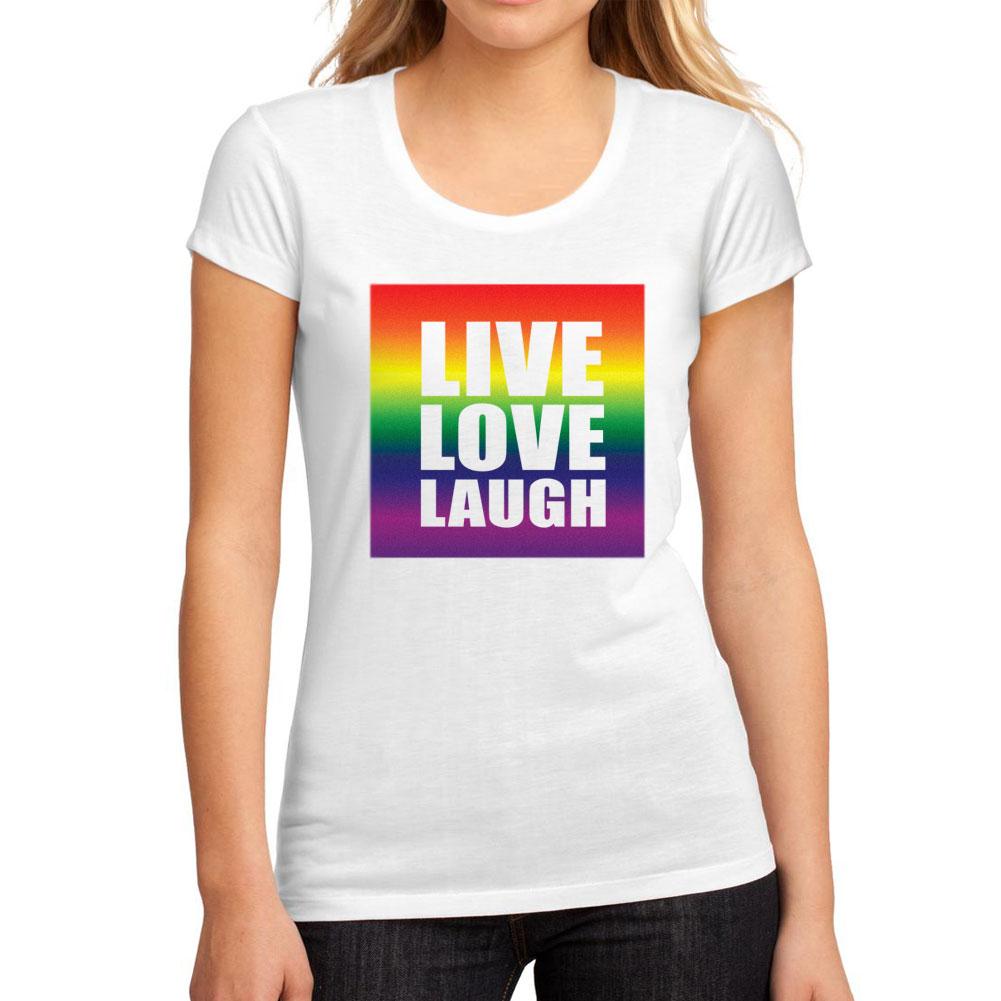 Women’s Graphic T-Shirt Live Love Laugh White - Ultrabasic