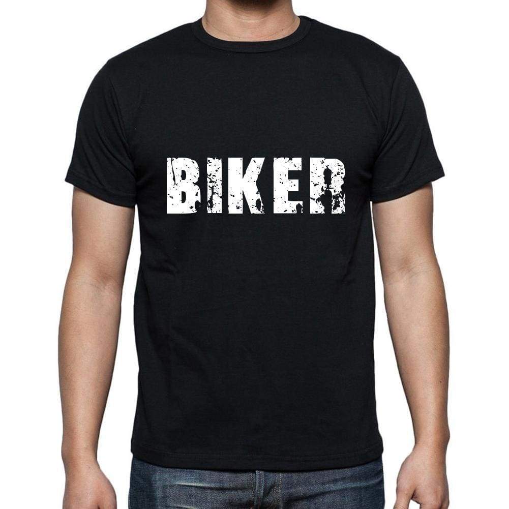 Biker Mens Short Sleeve Round Neck T-Shirt 5 Letters Black Word 00006 - Casual