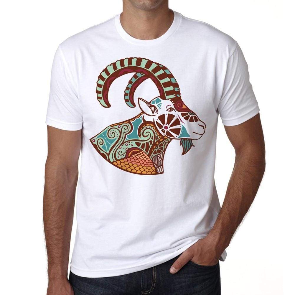 Capricorn Zodiac Sign Mens White Tee 100% Cotton 00213
