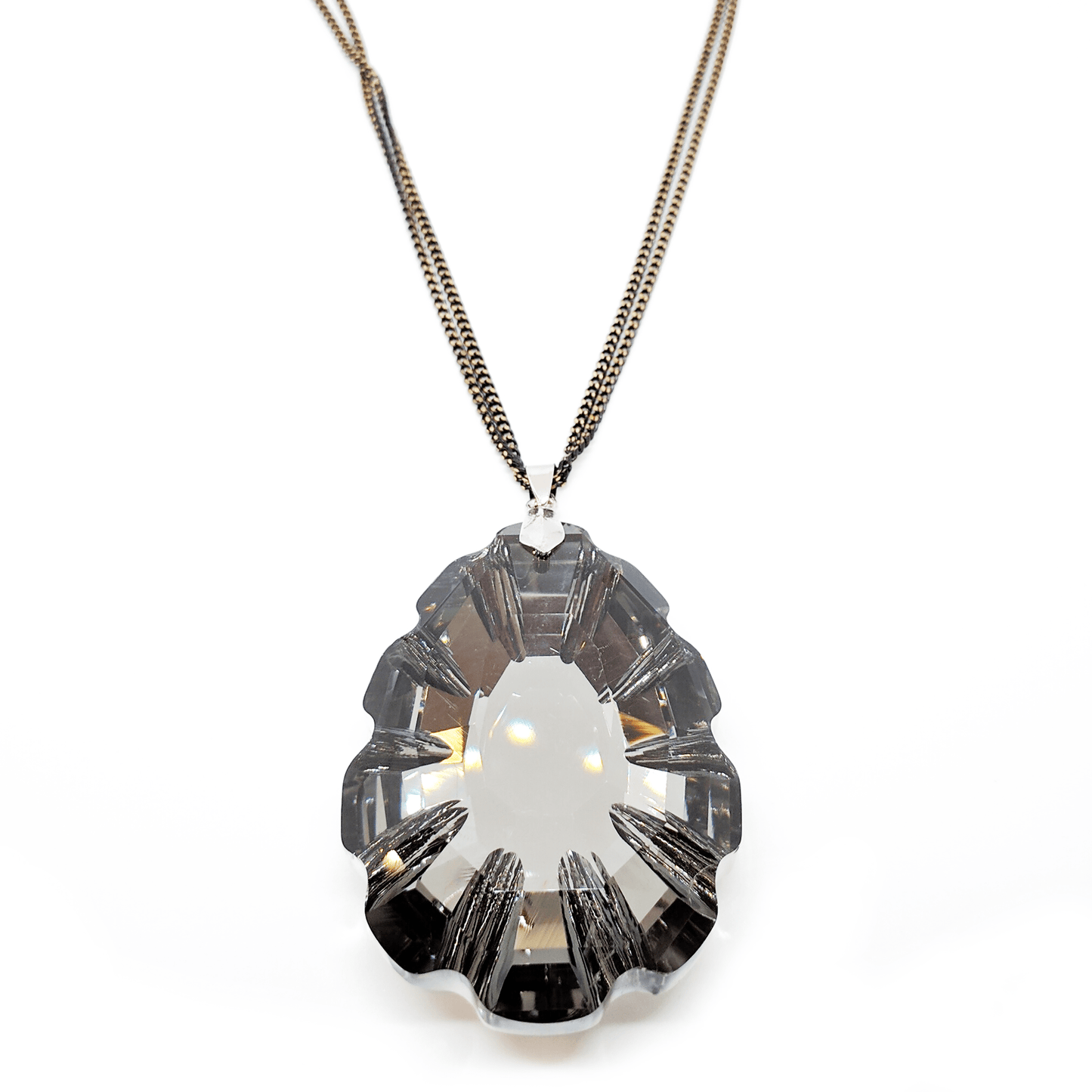 Collier sautoir chaîne couleur noir et or pendentif pierre fantaisie - Ultrabasic