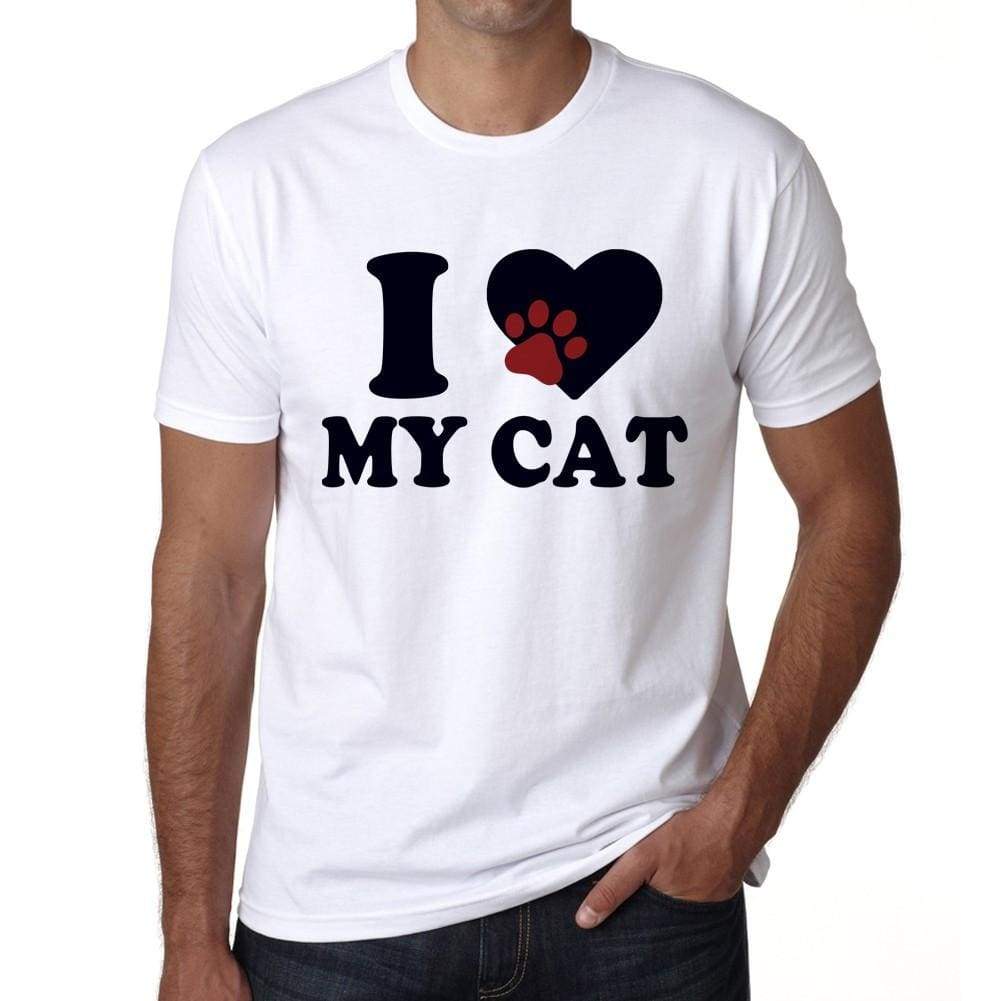 I Love My Cat Tshirt, Men's tee, White, 100% Cotton 00186 ULTRABASIC