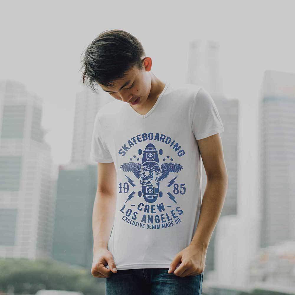LA Skate V-Neck Men's Vintage Tee Shirt Graphic T shirt | ULTRABASIC, image size:1000x1000
