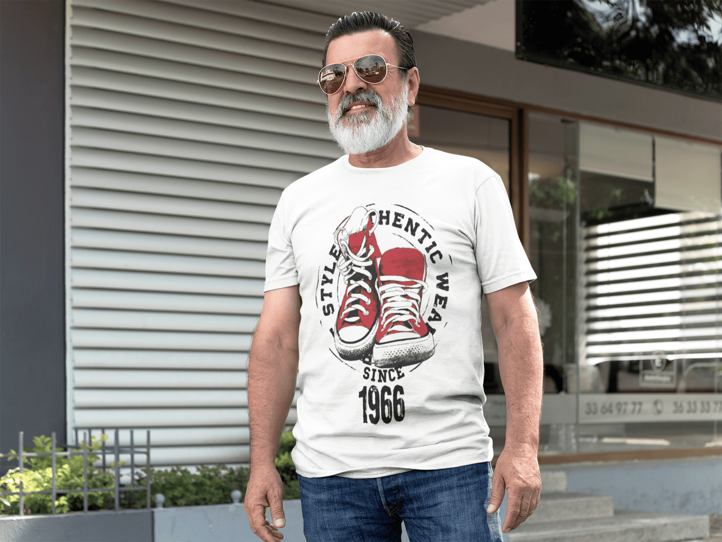 Men's Vintage Tee Shirt Graphic T shirt Authentic Style Since 1966 White