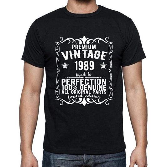 Premium Vintage Year 1989 Black Mens Short Sleeve Round Neck T-Shirt Gift T-Shirt 00347 - Black / S - Casual
