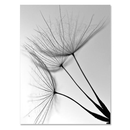 Löwenzahn Blume Leinwand Malerei Moderne Schwarz Weiß Kunst Bilder für Home Dekoration Wohnzimmer Abstrakte Wand Poster Kein Rahmen