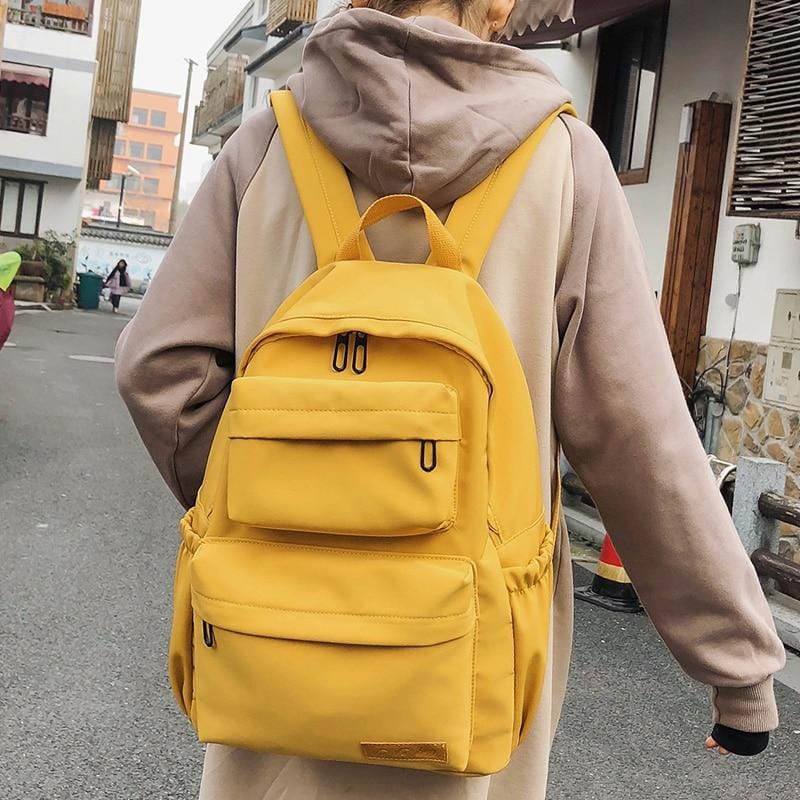New Waterproof Nylon Backpack for Women, Solid Color Casual Backpack for Teenagers and Women, Large Capacity, Women's School Backpack Black