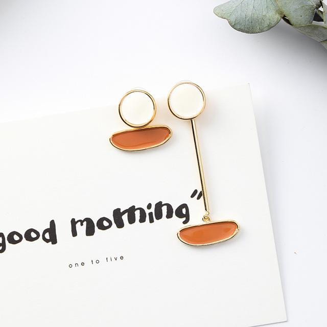 New Design Vintage Colorful Enamel Irregular Geometric Asymmetric Oval Round Long Stud Earrings for Women Girl Jewerly Gifts