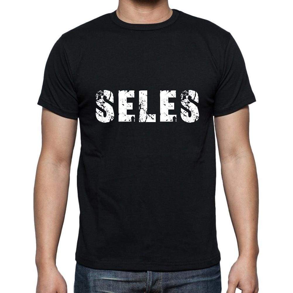 Seles Mens Short Sleeve Round Neck T-Shirt 5 Letters Black Word 00006 - Casual