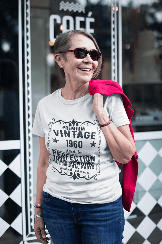 Premium Vintage Year 1960, White, Women's Short Sleeve Round Neck T-shirt, gift t-shirt 00368