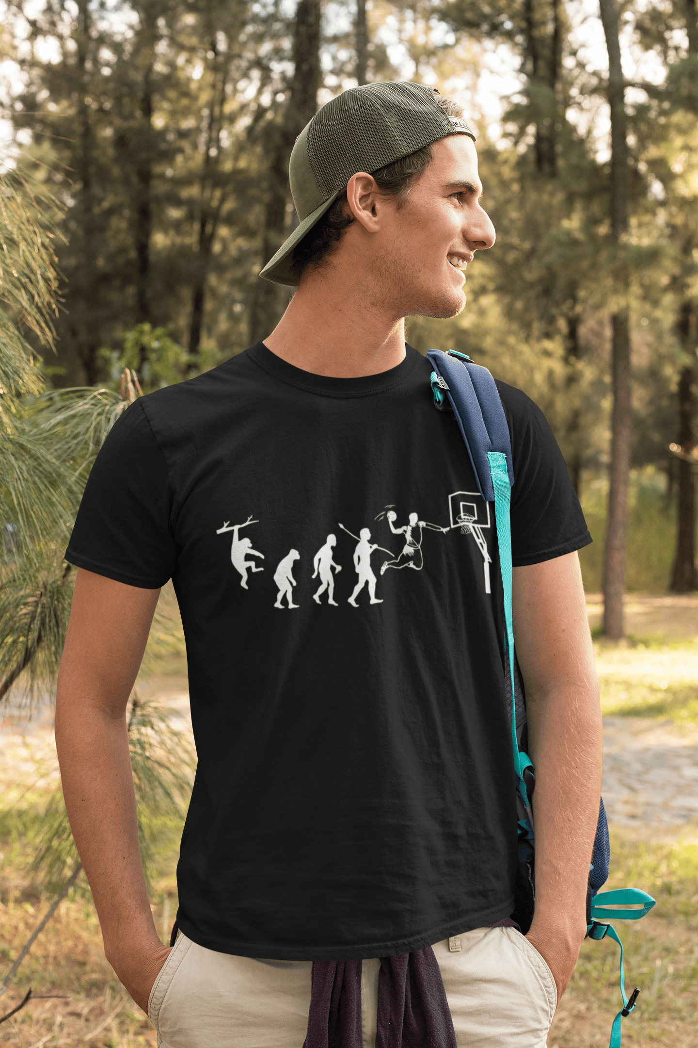 Unisex Graphic T-Shirt Evolution of the Basket Deep Black Round Neck