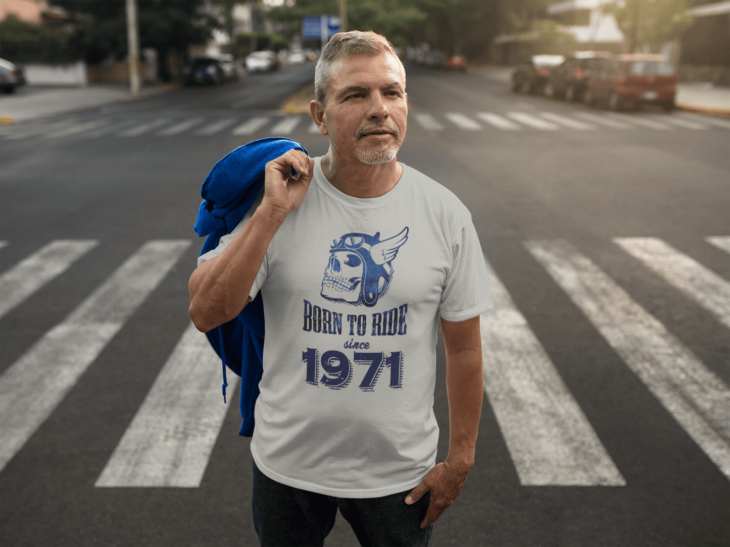 1971, Born to Ride Since 1971 Men's T-shirt Grey Birthday Gift 00495