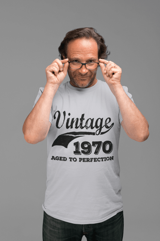 Vintage Aged to Perfection 1970, Grey, Men's Short Sleeve Round Neck T-shirt, gift t-shirt 00346