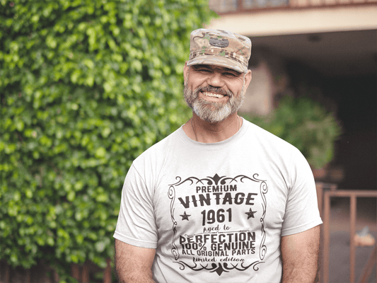 Premium Vintage Year 1961, White, Men's Short Sleeve Round Neck T-shirt, gift t-shirt 00349