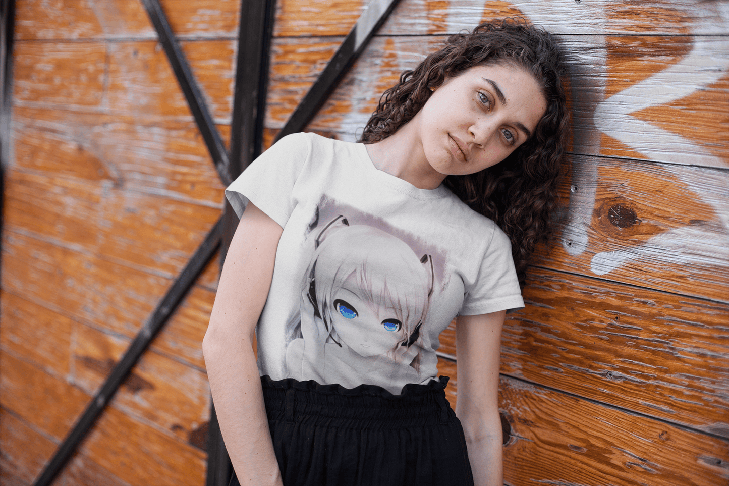 Manga blue eyes, T-Shirt for women,t shirt gift Round Neck 00088