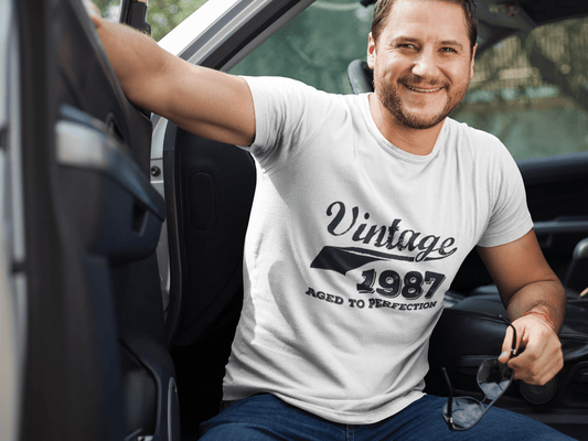 Vintage Aged to Perfection 1987 Men's Retro T shirt White Birthday Gift Round Neck 00342