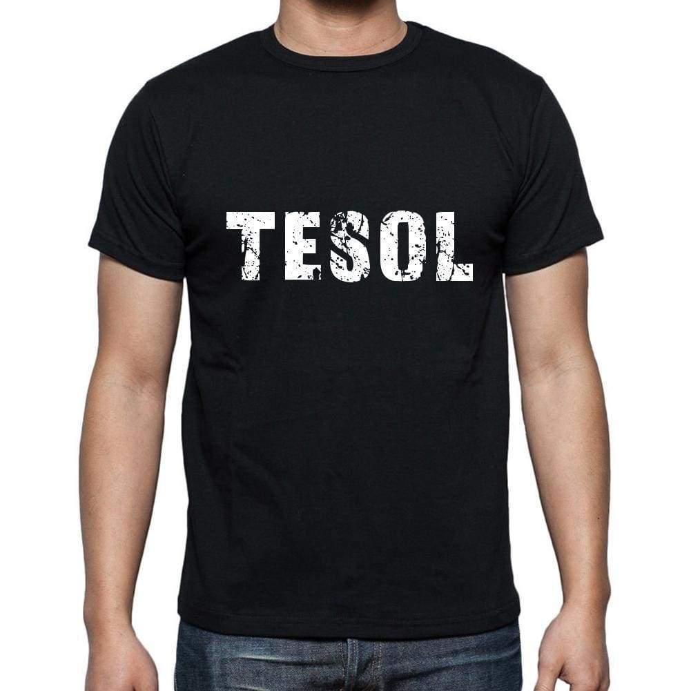 Tesol Mens Short Sleeve Round Neck T-Shirt 5 Letters Black Word 00006 - Casual