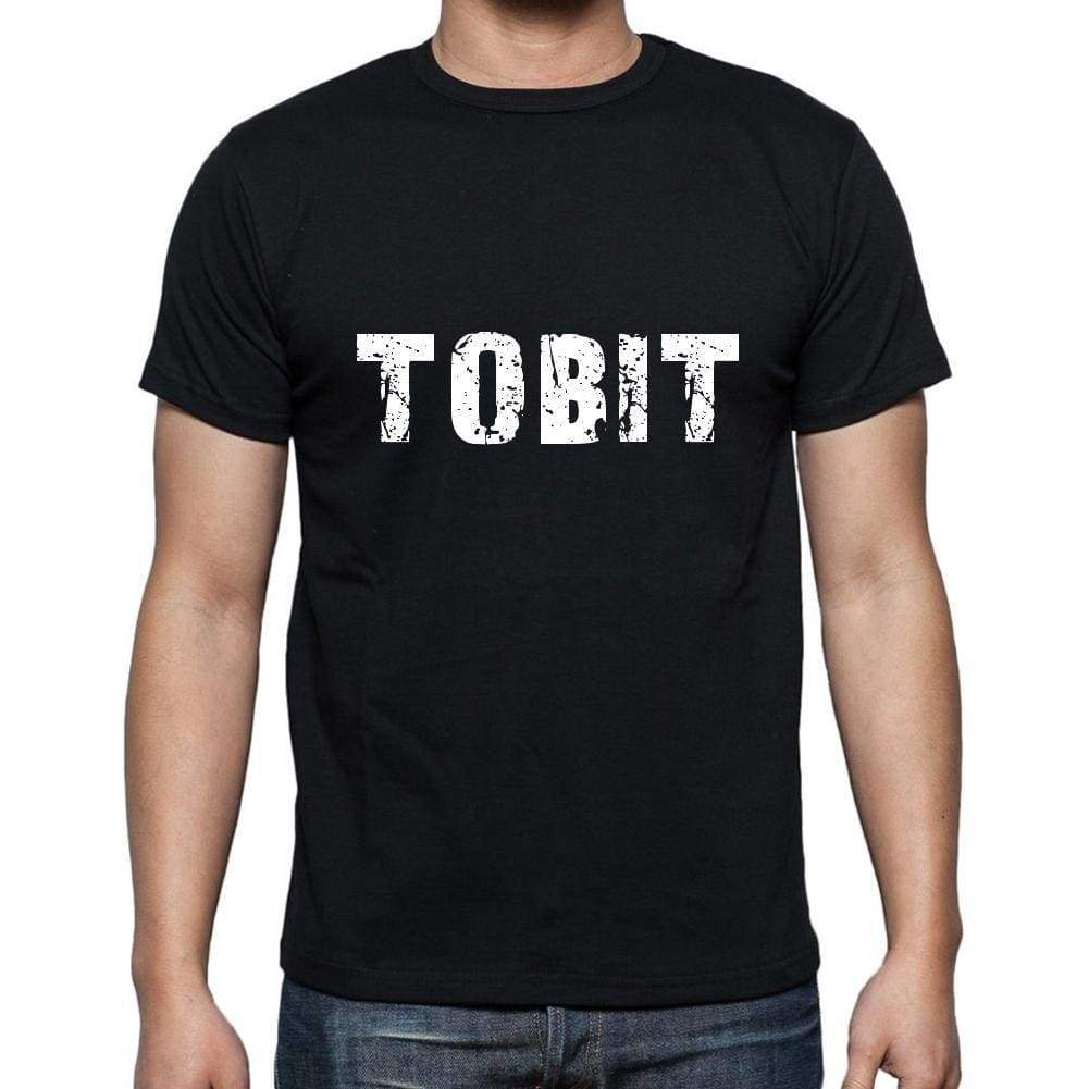 Tobit Mens Short Sleeve Round Neck T-Shirt 5 Letters Black Word 00006 - Casual