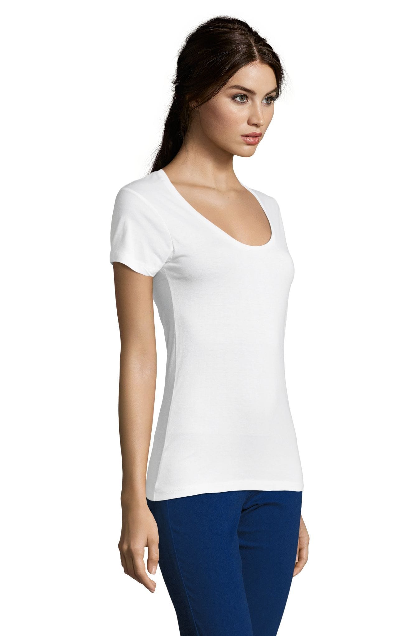 Simple Order Custom Women's Scoop Neck T-shirt Your multicolor design on the t-shirt color of your choice (12 colors)