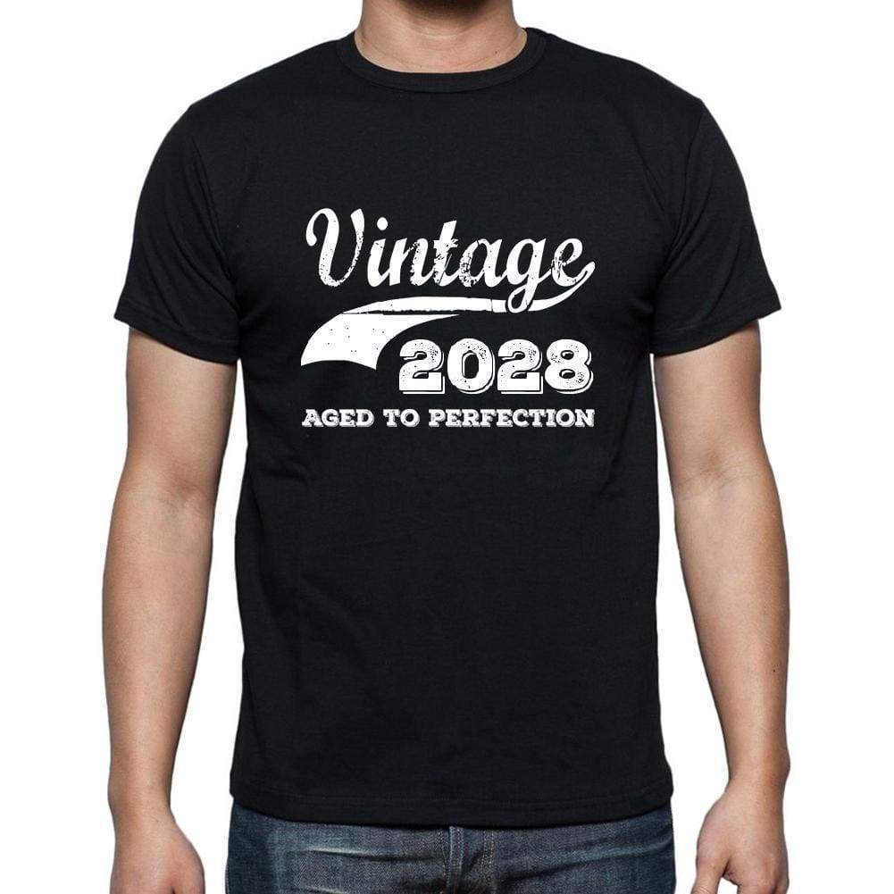 Vintage 2028 Aged To Perfection Black Mens Short Sleeve Round Neck T-Shirt 00100 - Black / S - Casual