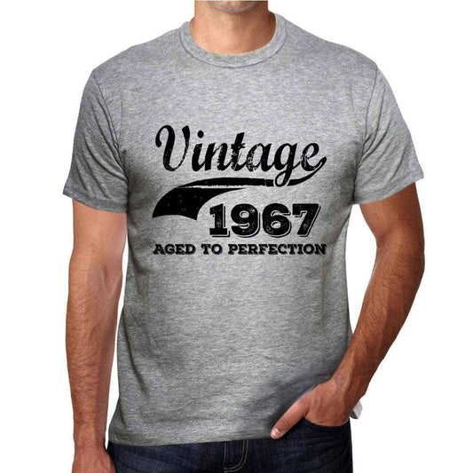 Vintage Aged To Perfection 1967 Grey Mens Short Sleeve Round Neck T-Shirt Gift T-Shirt 00346 - Grey / S - Casual