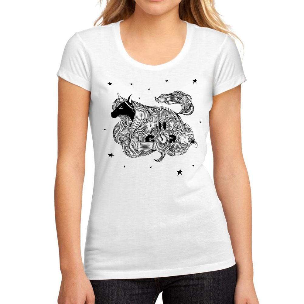 Womens Graphic T-Shirt Uni-Corn White - White / S / Cotton - T-Shirt